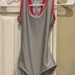 Yumiko XS women’s ballet leotard - grey with pink trim